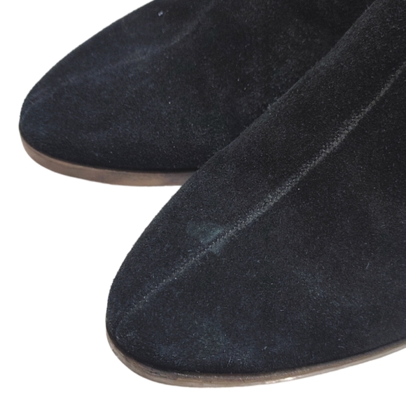 Franco Fortini Black Suede Stacked Heel Ankle Booties Women's Size 8.5 - Picture 5 of 9